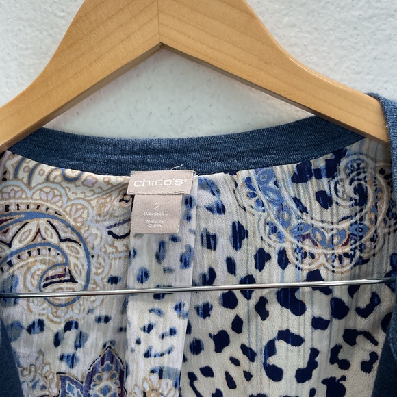 Chico's Paisley Leopard Print Cardigan Long Sleeve Fall Sweater Size 2 (US L/12) - Picture 5 of 13